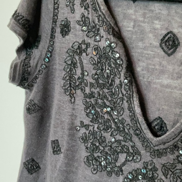 Calypso St.Barth black linen sequin embroidered T-shirt Good condition size S - Picture 3 of 4